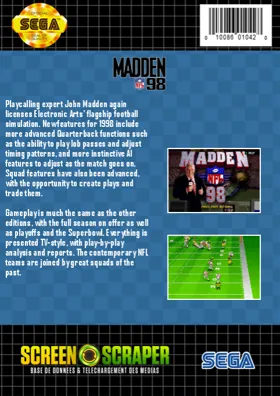 Madden NFL 98 (USA) box cover back